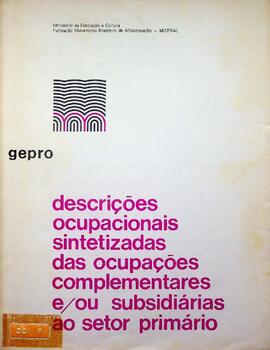 Descrições Ocupacionais Sintetizadas das Ocupações Complementares e/ou Subsidiárias ao Setor Prim...
