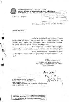 SAT_m030p01 - Projetos I, II e III relativos ao acordo MEC/INEP/SUBIN, elaborados pela professora...