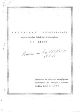 CODI-UNIPER_m0959p01 - Programas Experimentais para Escolas Primárias de Pernambuco, 1957 - 1958