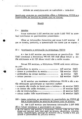 DAM_m005p01 - Resultados apurados no questionário sobre a biblioteca COLTEC, 1968 - 1970