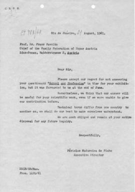 CODI-UNIPER_m0086p01 - Encaminhamento de Questionário Respondido para a Áustria, 1961