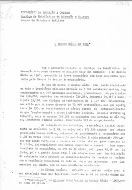 CODI-UNIPER_m0388p01 - Sinopse Estatística do Ensino Médio, 1960