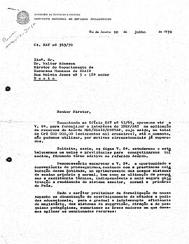 SAT_m025p07 - Correspondência solicitando ao Coordenador do SAT, providências para utilização dos...