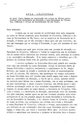 CALDEME_m009p02 - Aula Inaugural do professor Paulo Sawaya e livro &quot;História Natural (Zoologia)&quot;, 1936