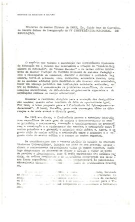 CODI-UNIPER_m1260p01 - Nomeação, Designação e Atos do Diretor do INEP, Guido Ivan de Carvalho; Discurso do Diretor na IV Conferência Nacional de Educação (IV CNE), 1968 - 1969