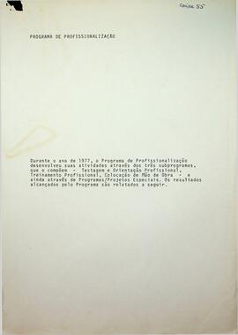 Relatório de Atividades do Programa de Profissionalização do MOBRAL, 1977
