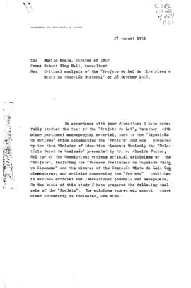 CBPE_m224p01 - Análise do Projeto de Lei de Diretrizes e Bases da Educação Nacional, 1948