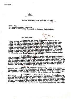 CALDEME_m036p01 - Correspondências para elaboração e distribuição dos manuais, 1954