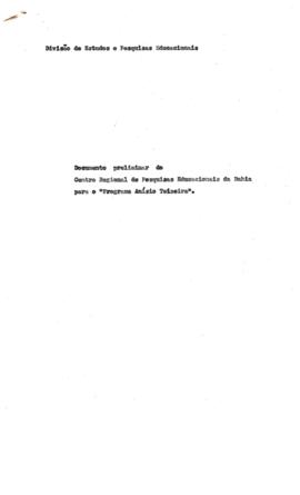 CRPE-BA_m008p01 - Projeto Preliminar do Programa Anísio Teixeira, 1972