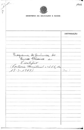 CODI-UNIPER_m1072p01 - Programas de Química do Curso Clássico e Científico, 1943