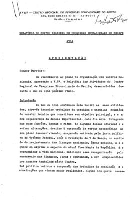 CRPE-PE_m012p01 - Relatório do Centro Regional de Pesquisas Educacionais do Recife, 1964