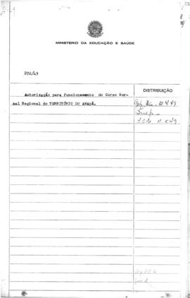 CODI-SOEP_m066p01 - Autorização para Funcionamento do Curso Normal Regional no Amapá, 1949
