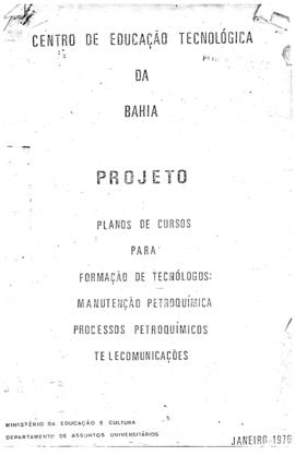 CODI-UNIPER_m0805p02 – Projeto de Planos de Cursos para Formação de Tecnólogos, 1976