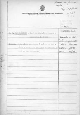 CBPE_m316p01 - Correspondências sobre a Visita de J. K. Van de Haagen ao Brasil, 1956 - 1957