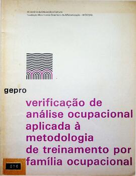 Verificação de Análise Ocupacional Aplicada à Metodologia de Treinamento por Família Ocupacional,...