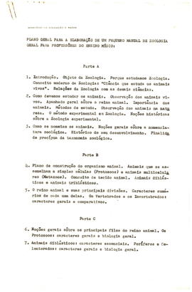 CALDEME_m018p01 - Plano para elaboração de um Manual de Zoologia Geral, 1953