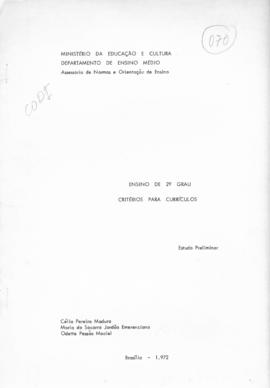 CODI_m017p09 - Estudo Preliminar sobre o Ensino de Segundo Grau  e Critérios para Currículos, 1972