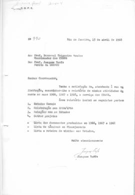CEOSE-CROSE_m057p01 - Correspondências Enviadas pelos Peritos da UNESCO sobre Ensino e Despesas com Ensino, 1968