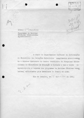 CODI-UNIPER_m0162p01 -  Correspondências Enviadas e Recebidas sobre Educação, 1964