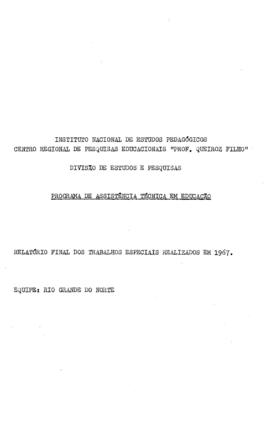 CRPE-SP_m0013p01 - Documentos referentes à Educação no Rio Grande do Norte, 1967