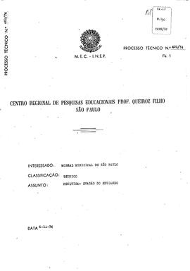 CRPE-SP_m0150p01 - Projeto de pesquisa “Evasão do Educando” - 1974