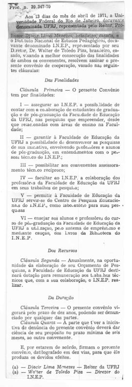 CODI_m009p03 - Termo de Acordo entre a UFRJ e o INEP, 1970
