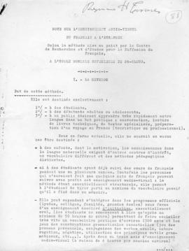 CODI-UNIPER_m0379p01 - Nota sobre o Ensino Audiovisual da Língua Francesa à Estrangeiros, 1958