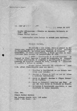 CODI-UNIPER_m1199p01 – Correspondências de Encaminhamento de Informações sobre Bolsa de Mestrado, 1977