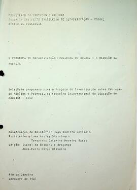 Relatório sobre o Programa de Alfabetização Funcional (PAF), 1981