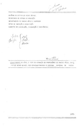 CODI-UNIPER_m0953p02 - Levantamento da Formação Professores de Escolas Normais de Minas Gerais, 1971
