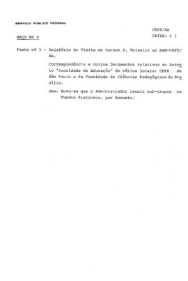 CRPE-BA_m009p01 - Relatório de Visita e Correspondências, 1965 - 1966
