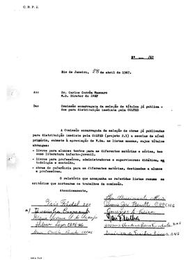 COLTED_m012p10 - Correspondências sobre Livros Indicados e Seleção de Títulos para Distribuição, 1967