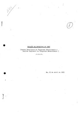 SAT_m029p08 - Relação de Pesquisas desenvolvidas pelo INEP, CBPE e Centros Regionais, 1969