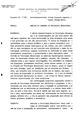 CRPE-SP_m0001p17 - Projeto “Análise do Conteúdo da Psicologia Educacional”, 1962