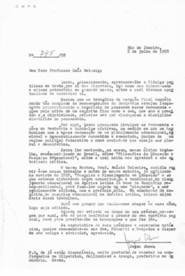 CBPE_m192p01 - Correspondências Referentes a Pesquisa do Professor Luis Reissig, 1958