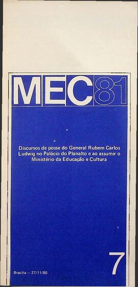 Discurso de Posse do General Rubem Carlos Ludwig ao Assumir o Ministério da Educação e Cultura, 1980