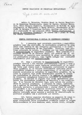 CBPE_m146p11 - Projeto de Pesquisa do Perfil Profissional e Social do Professor Primário, 1959