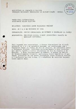 Documentos Diversos sobre Seminários, Relatórios de Viagens e Educação, 1981
