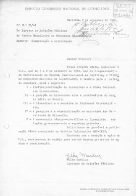 CBPE_m241p04 - Solicitação de Publicação sobre o Primeiro Congresso Nacional de Licenciados, 1961