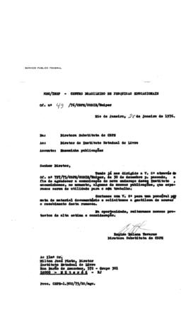 CODI-UNIPER_m1233p06 - Correspondências enviadas pela Diretora do CBPE e a Chefe da UNIPER, 1976