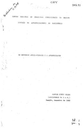 CRPE-PE_m031p01 - Trabalho “Os Recursos Audio-Visuais e a Aprendizagem”, 1962