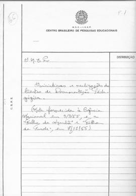 CODI-UNIPER_m0250p01 - Nota sobre Iniciativas e Realizações do Centro de Documentação Pedagógica e Lista de Livros, 1955