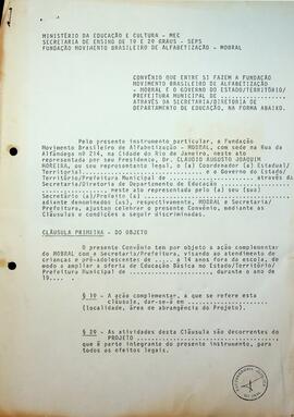 Convênio MOBRAL – Prefeitura Municipal de Mundo Novo/MS: Projeto Mundo Novo, 1984