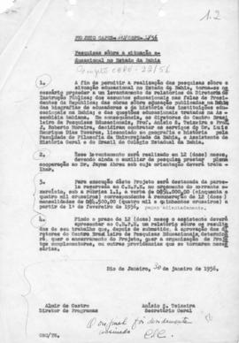 CBPE_m076p50 - Projetos de Pesquisas sobre a Situação Educacional no Estado da Bahia e Organização da Biblioteca do CBPE, 1955-1956