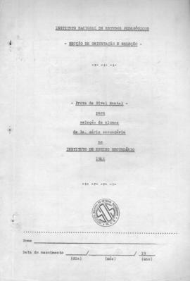 CODI-SOEP_m079p01 - Prova de Nível Mental para Seleção de Alunos de Primeira Série Secundária, 1941