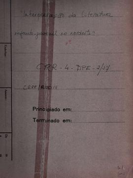 CRPE-PE_m003p01 - Projeto sobre Interpretação da Literatura Infanto-Juvenil no Nordeste, 1959