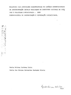 CODI_m085p01 - Relatório de Atividades de Maria Helena Cardova e Maria das Graças Bernardes Machado Vilela, 1976
