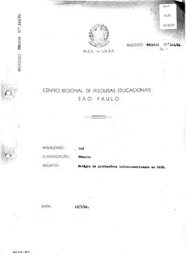 CRPE-SP_m0088p01 - Correspondências sobre Estágio de Professores Latino-Americanos no CRPE-SP, 1961