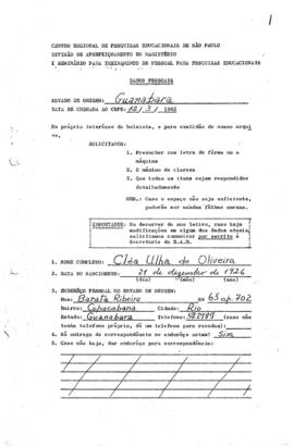 CRPE-SP_m0341p01 - Dados da Bolsista Cleá Ulha de Oliveira, 1962