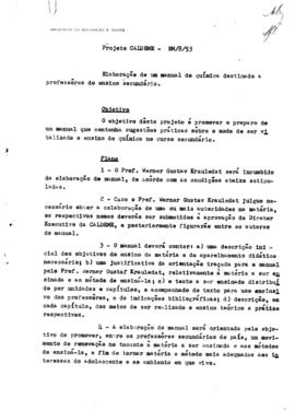 CALDEME_m014p01 - Projeto do Manual de Química destinado a professores do Ensino Primário, 1953